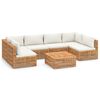 vidaXL 7 Piece Patio Lounge Set with Cream Cushion Solid Teak Wood
