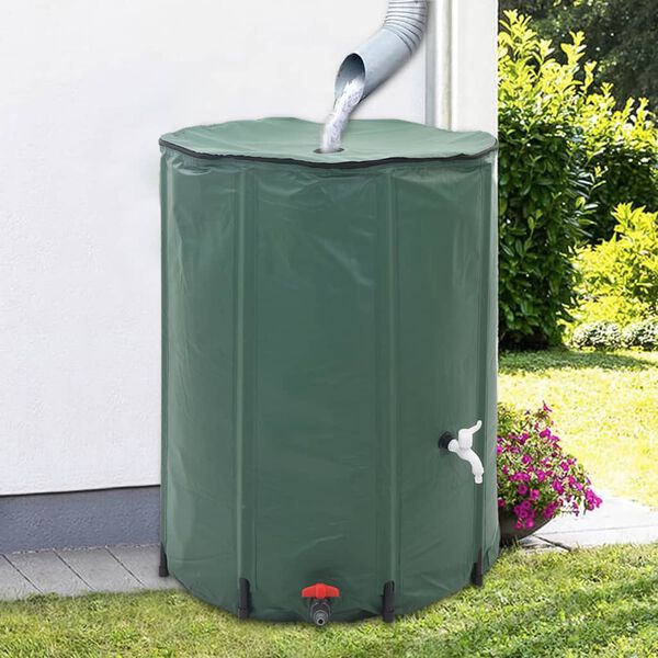 vidaXL Water Tank Green PVC 500 Gallon Collapsible Rainwater Tank