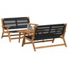 vidaXL Garden Chairs with Table 3 pcs Black Solid Acacia wood