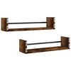 vidaXL Wall Shelf Set of 2 Smoked oak Engineered wood, steel 23.6 in