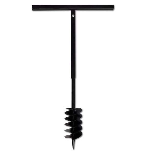 vidaXL Ground Drill Handle Auger Bit 4.72" Black Double Spirals Steel