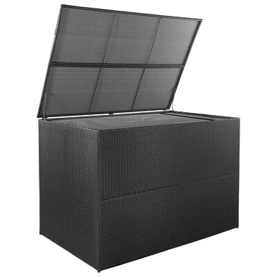 vidaXL Patio Storage Box Black 59"x39.4"x39.4" Poly Rattan