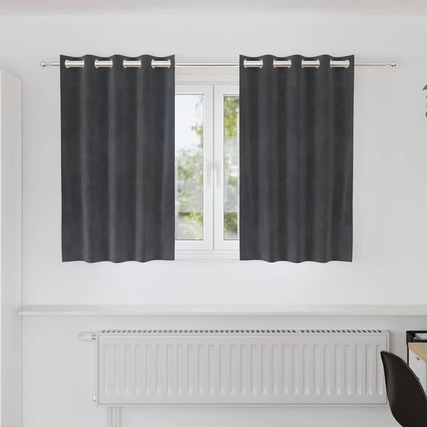 vidaXL Curtains with Curtains 2 pcs Light grey 55.12 x 55.12 in Velvet