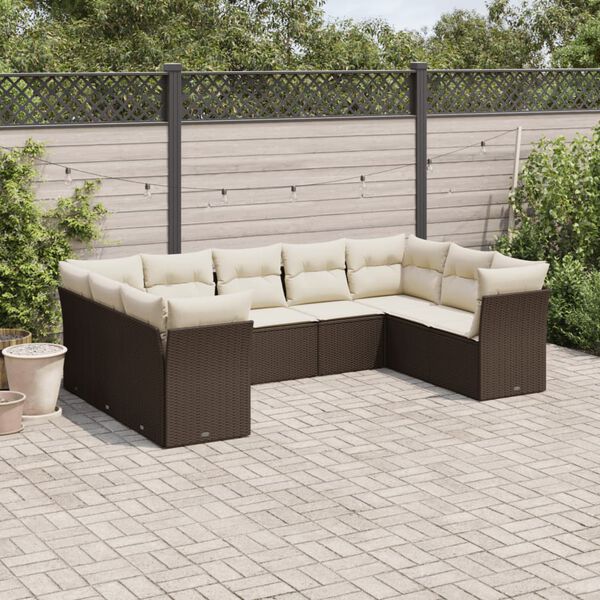 vidaXL Garden Sofa Set Brown PE Rattan Large Modular Garden Sofa Set