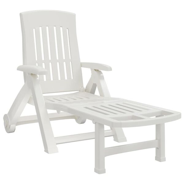 vidaXL Folding Sun Lounger White Polypropylene 63.0 x 28.0 x 39.8 in
