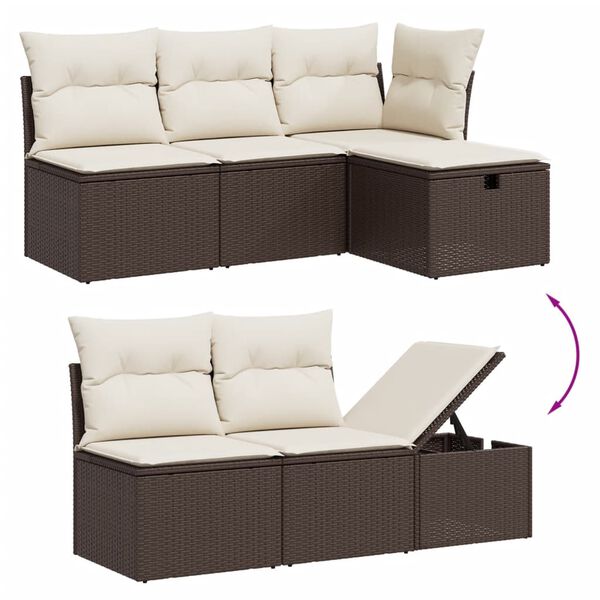 vidaXL Garden Sofa Set Brown PE rattan 5 Piece Set Modular