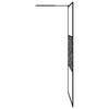 vidaXL Walk-in Shower Wall with Shelf Black 45.3"x76.8" ESG Glass&Aluminum