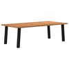 vidaXL Dining Table Light Brown Solid Oak Wood, Powder-Coated Steel Large