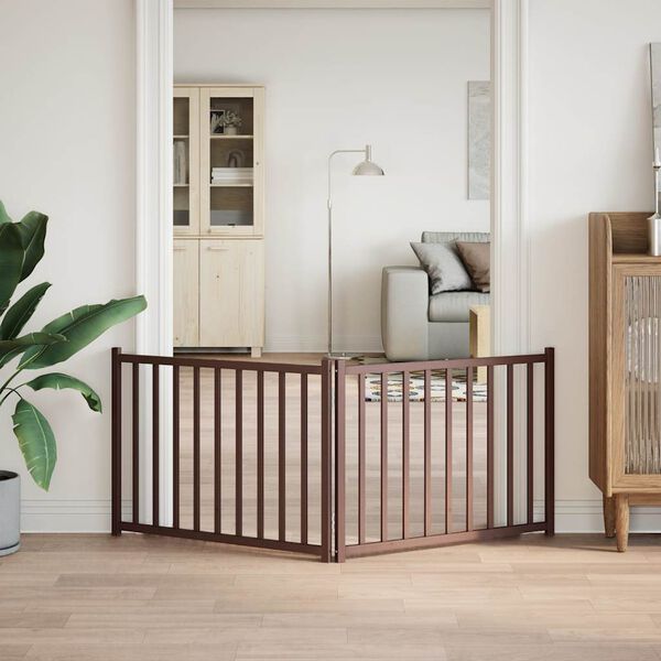 vidaXL Dog Gate Set of 2 Brown Oak Solid Fir Wood Medium Foldable