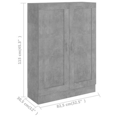 vidaXL Book Cabinet Concrete Gray 32.5"x12"x45.3" Engineered Wood