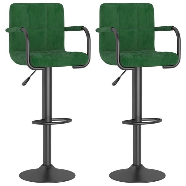 vidaXL Bar Stool Set of 2 Dark Green