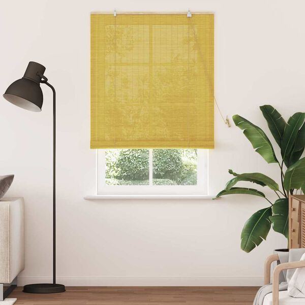 vidaXL Roller Blind with Curtains Yellow 47.24 x 86.61 in Bamboo