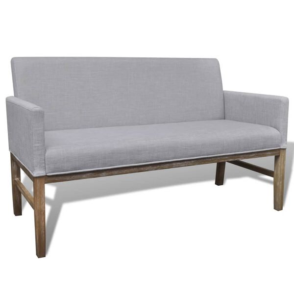 vidaXL Sofa Bench Light Grey Rubberwood, Polyester Medium Durable