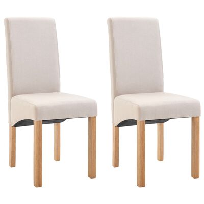 Vidaxl Dining Chairs 2 Pcs Cream Fabric, Cream Dining Chair Cover