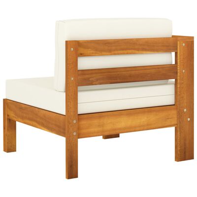 vidaXL 3-Seater Patio Sofa with Cream White Cushions Solid Acacia Wood
