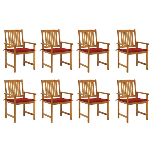 vidaXL Patio Chair Set of 8 Red cushions