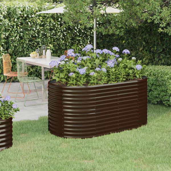 vidaXL Garden Raised Bed Brown Powder-coated steel 59.8x31.5x26.8 in