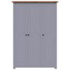 vidaXL Wardrobe Gray Solid Pine Wood Large Wardrobe Rectangular