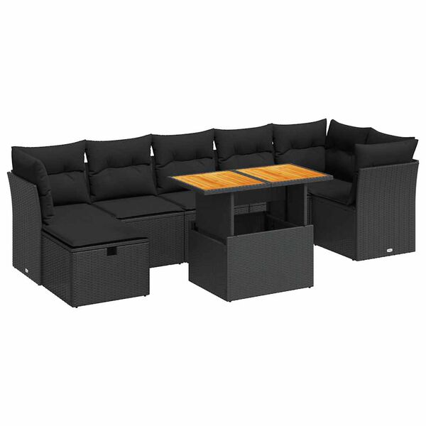 vidaXL Garden Sofa Set Black
