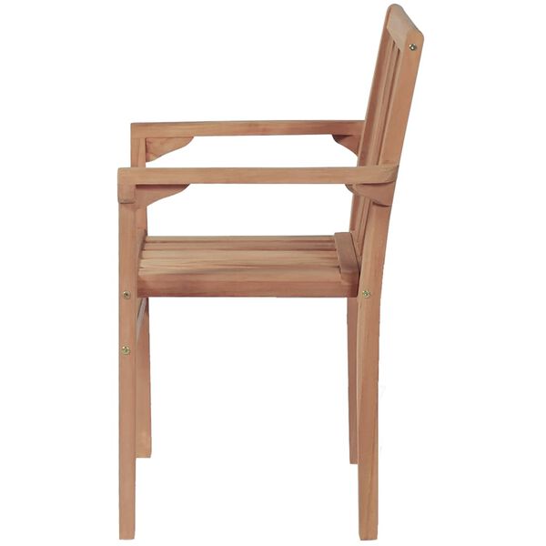 vidaXL Garden Chair Set of 2 Warm Brown Teak Wood Average Stackable