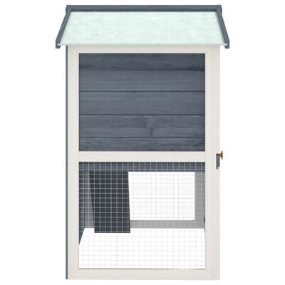 vidaXL Outdoor Rabbit Hutch 3 Doors Gray Wood