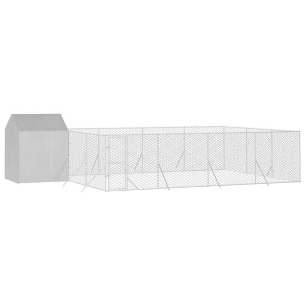 vidaXL Outdoor Dog Kennel Silver Galvanized Steel Large Durable