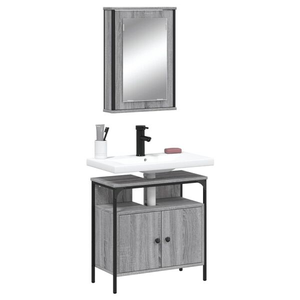 vidaXL Bathroom Furniture Set Gray Sonoma
