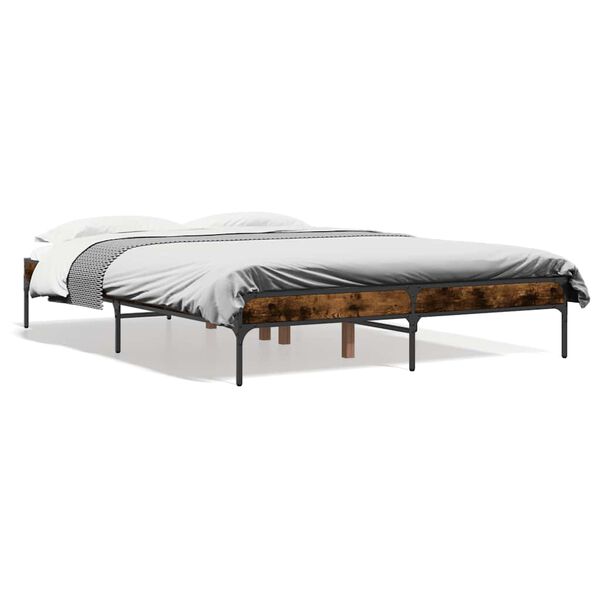 vidaXL Bed Frame Smoked Oak Engineered Wood Double Durable Bed Frame