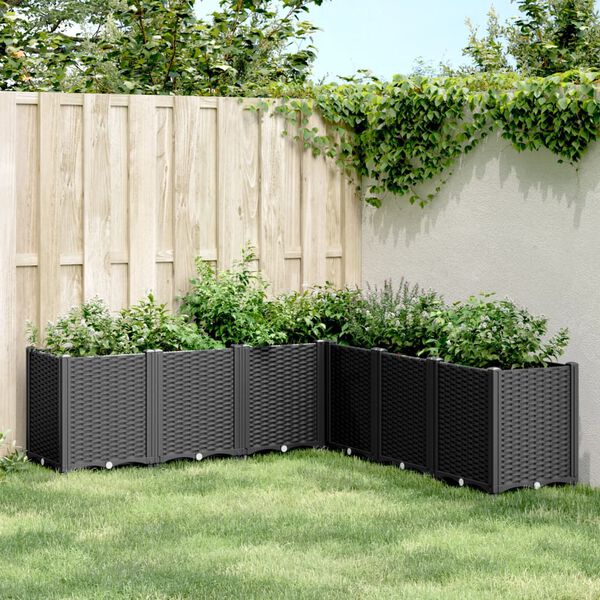 vidaXL Garden Planter Black Polypropylene Generous Modular