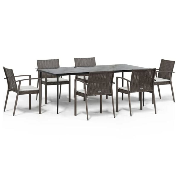 vidaXL Garden Dining Set Brown, Black, Cream white