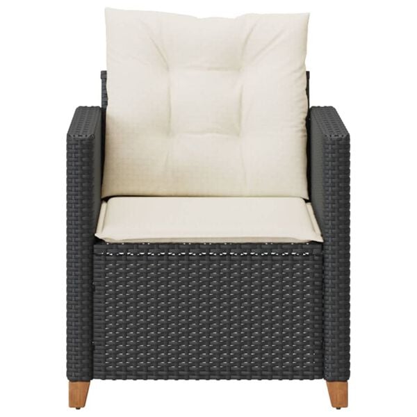 vidaXL Garden Chair Black, Cream White PE rattan 24 x 26.4 x 27.2 in