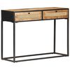 vidaXL Console Table 39.4"x13.8"x29.5" Rough Mango Wood and Natural Cane