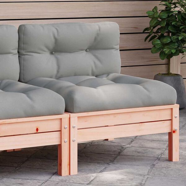 vidaXL Garden Sofa Wooden, Grey Solid Douglas wood, Oxford fabric, PP cotton