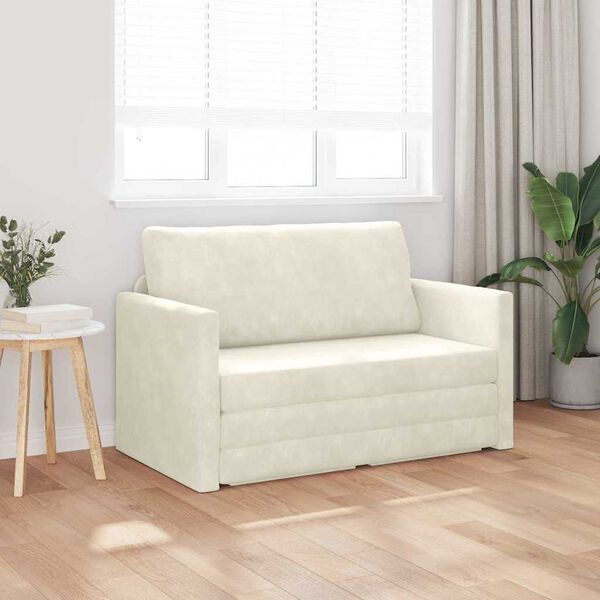 vidaXL Sofa Bed Cream 48.82 x 80.32 x 24.02 in Velvet