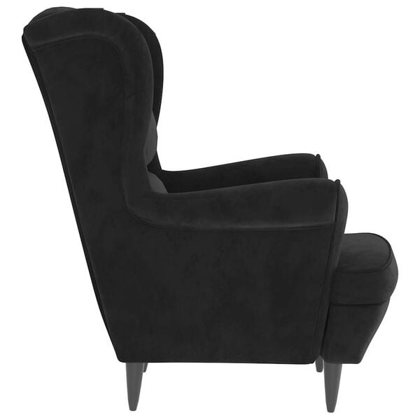 vidaXL Armchair Black Velvet (100% polyester), plywood Standard Armchair