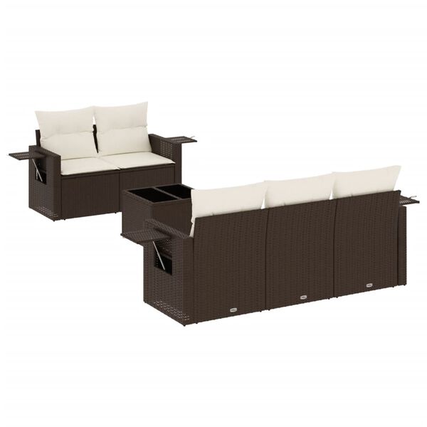 vidaXL Garden Sofa Set Brown, Cream White