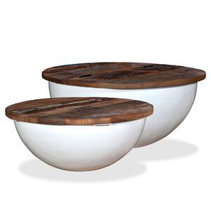 vidaXL Coffee Table Set of 2 Multicolor Solid Reclaimed Wood Small
