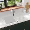 Granite Kitchen Sink Single Basin with Drainer Reversible White
