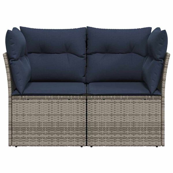 vidaXL Garden Sofa Grey 48.82 x 24.41 x 27.17 in Poly Rattan
