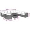 vidaXL Garden Lounge Set Grey PE rattan, powder-coated steel, polyester, PVC