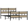 vidaXL Bed Frame Sonoma oak Steel, engineered wood Double Bed Frame