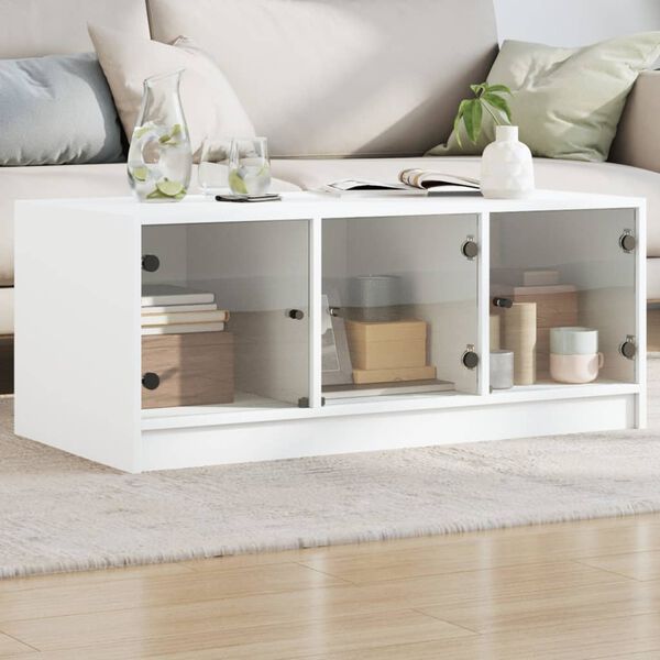 vidaXL Coffee Table White Engineered wood, Glass 40.2 x 19.7 x 16.5 in