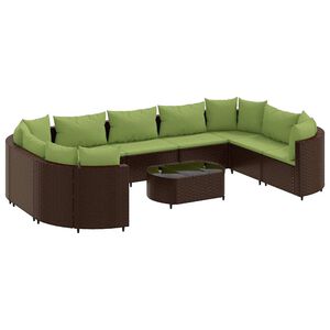 vidaXL Patio Sofa Set Set of 10 Brown, Green