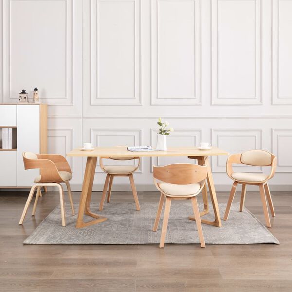 vidaXL Dining Chair Set of 4 Cream Faux leather Standard Ergonomic