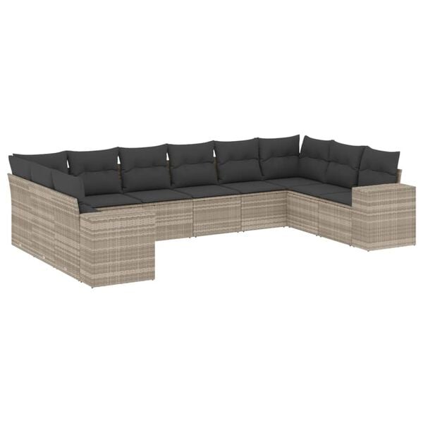 vidaXL Garden Sofa Set Light Gray PE Rattan Large Modular