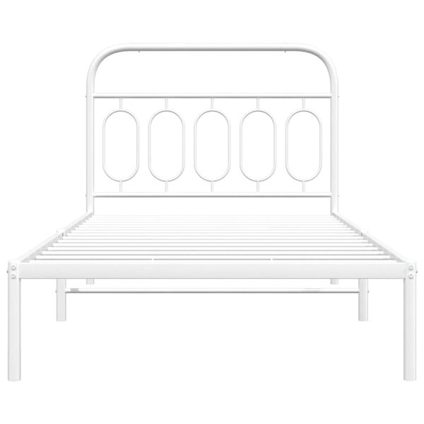 vidaXL Bed Frame White Steel Twin Bed Frame Rectangular Modern