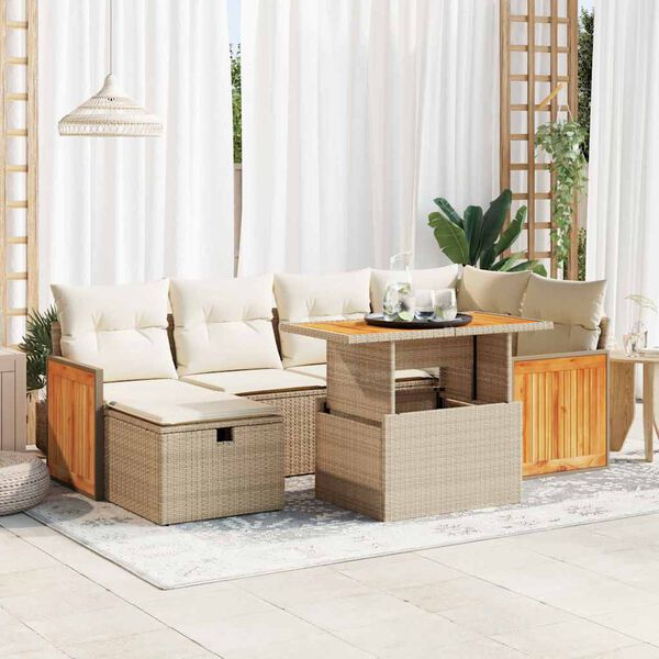 vidaXL Garden Sofa Set Beige; White