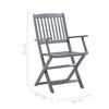 vidaXL Outdoor Chair Set of 4 Grey Solid Acacia wood Standard Foldable