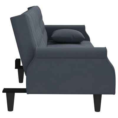 vidaXL Sofa Bed with Armrests Dark Gray Velvet