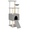 vidaXL Cat Tree Light gray Engineered wood, plush, sisal Medium